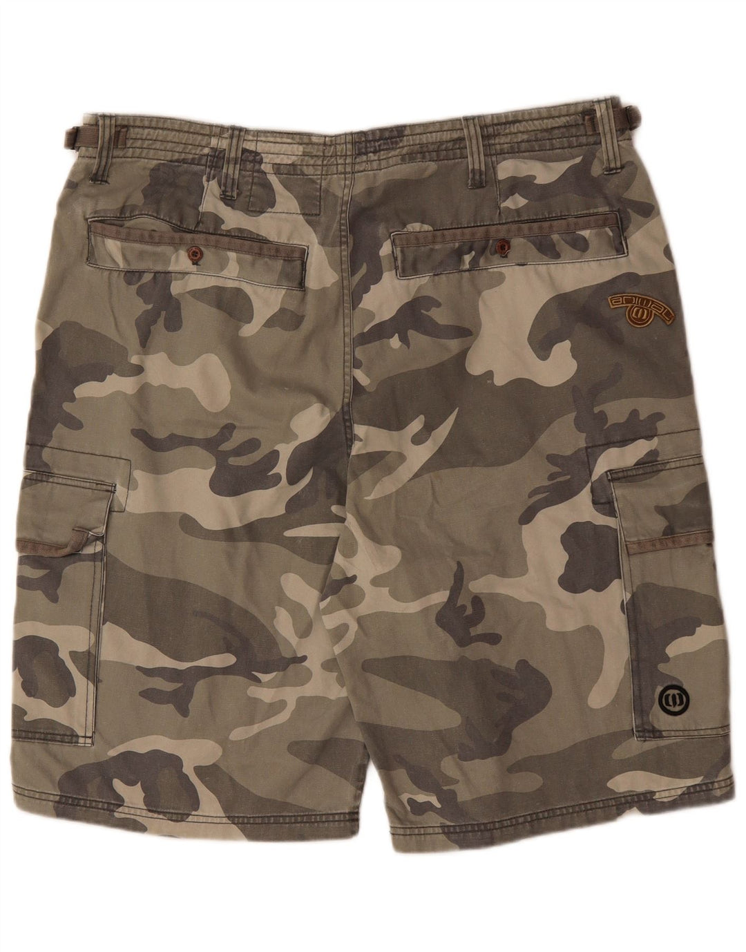 ANIMAL Mens Cargo Shorts 2XL W42  Khaki Camouflage Cotton