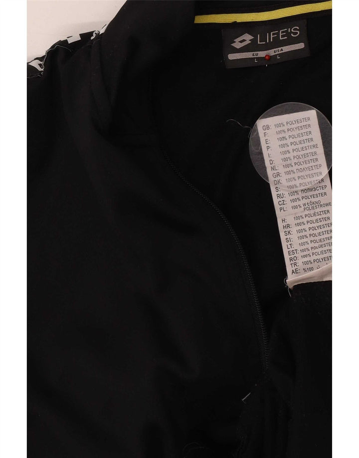 Lotto Girls Graphic Tracksuit Top Jacket 13-14 Years Large Black Polyester