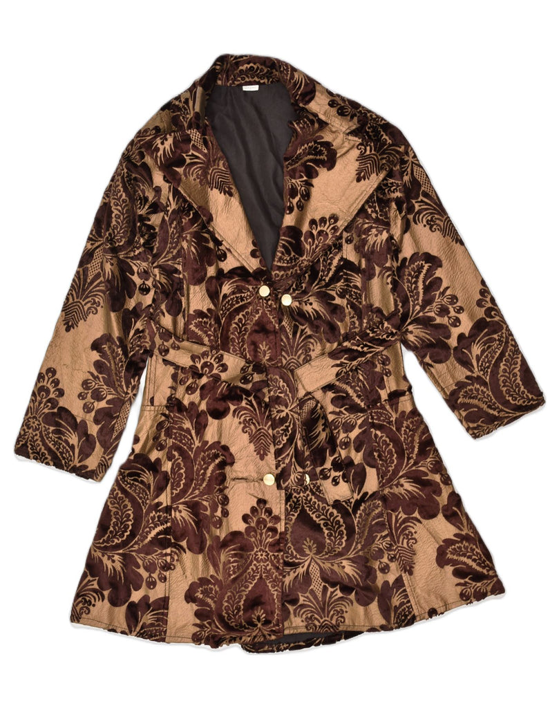 VINTAGE Womens Overcoat UK 12 Medium Brown Floral | Vintage Vintage | Thrift | Second-Hand Vintage | Used Clothing | Messina Hembry 