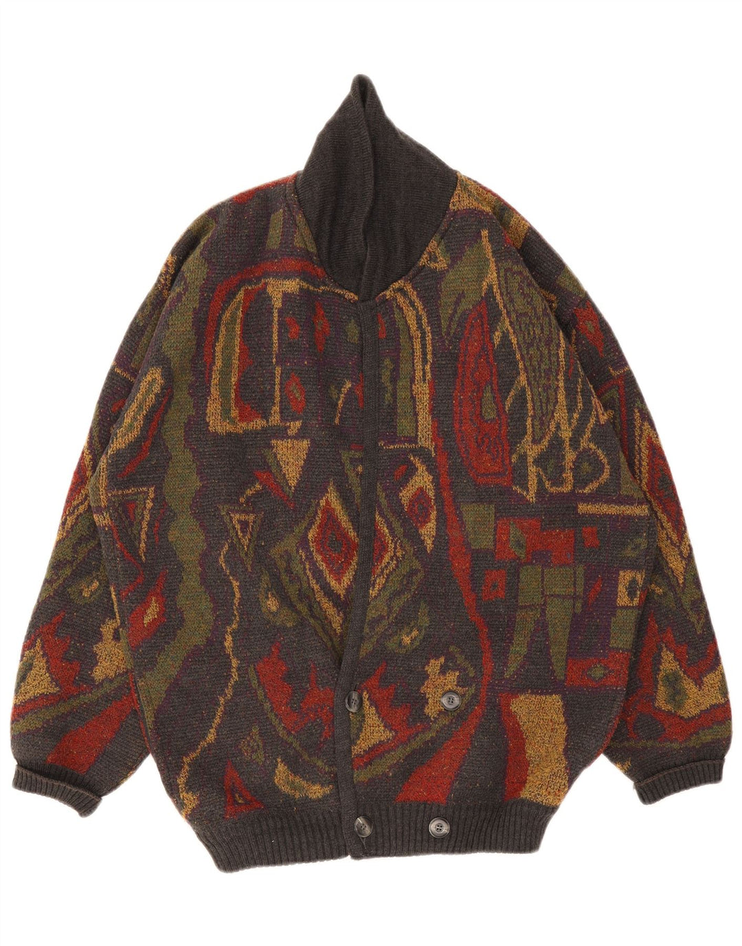 Frank Alexs Mens Cardigan Sweater IT 56 2XL Multicoloured Geometric