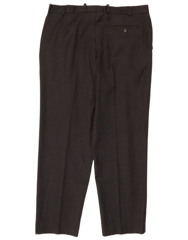 Marks & Spencer Mens Straight Suit Trousers W38 L31 Black Wool