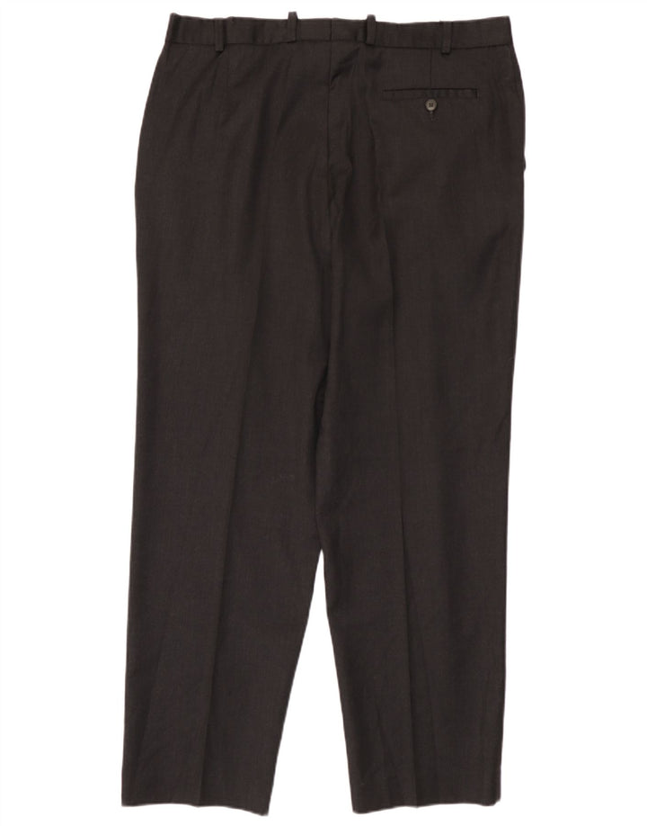 Marks & Spencer Mens Straight Suit Trousers W38 L31 Black Wool