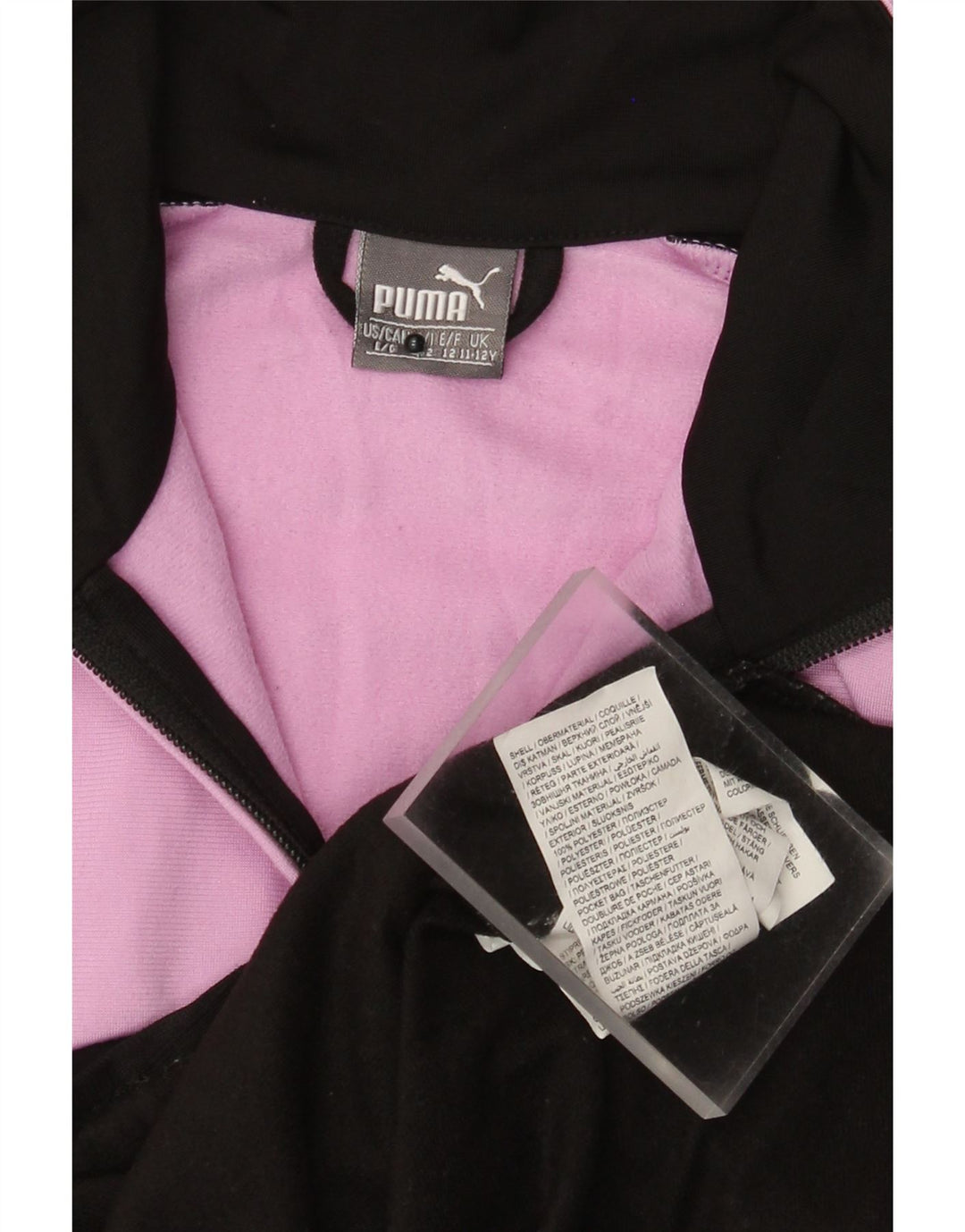 Puma Girls Graphic Tracksuit Top Jacket 11-12 Years Black Colourblock