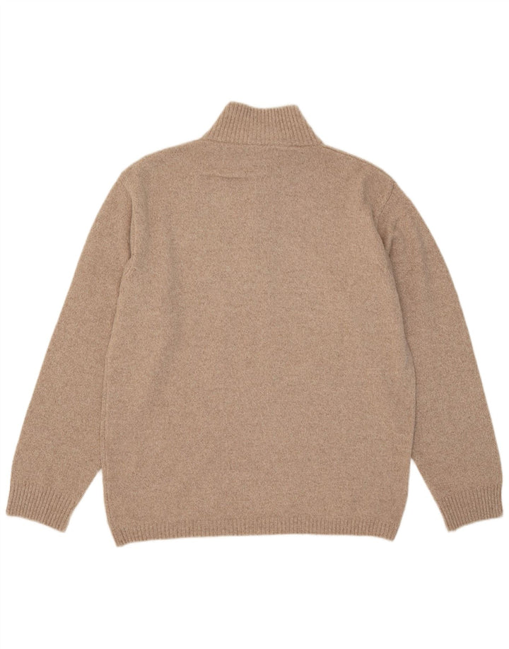 Marlboro Classics Mens Zip Neck Jumper Sweater 2XL Beige Wool