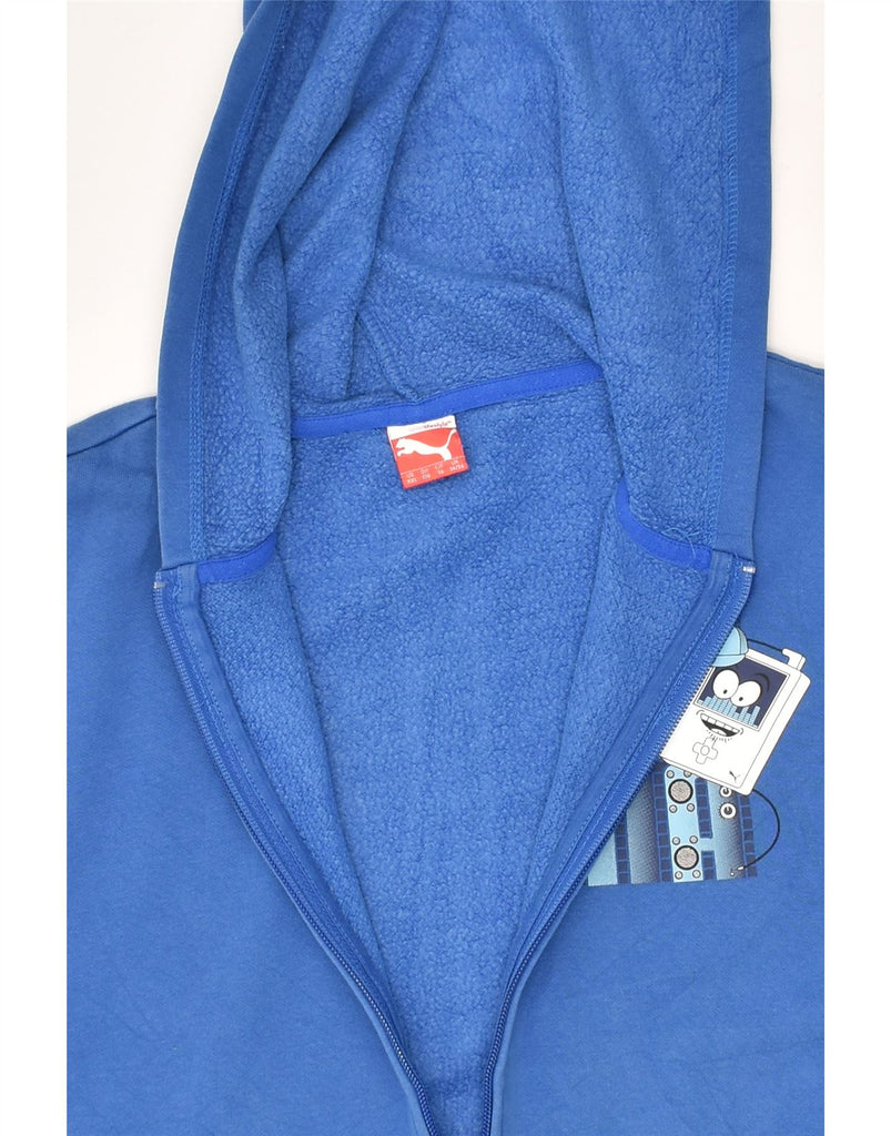 PUMA Boys Graphic Zip Hoodie Sweater 15-16 Years 2XL Blue Cotton | Vintage Puma | Thrift | Second-Hand Puma | Used Clothing | Messina Hembry 