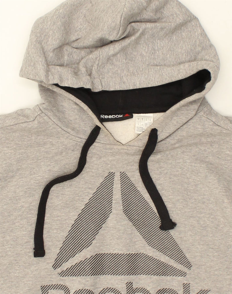 REEBOK Mens Graphic Hoodie Jumper Small Grey Cotton | Vintage Reebok | Thrift | Second-Hand Reebok | Used Clothing | Messina Hembry 