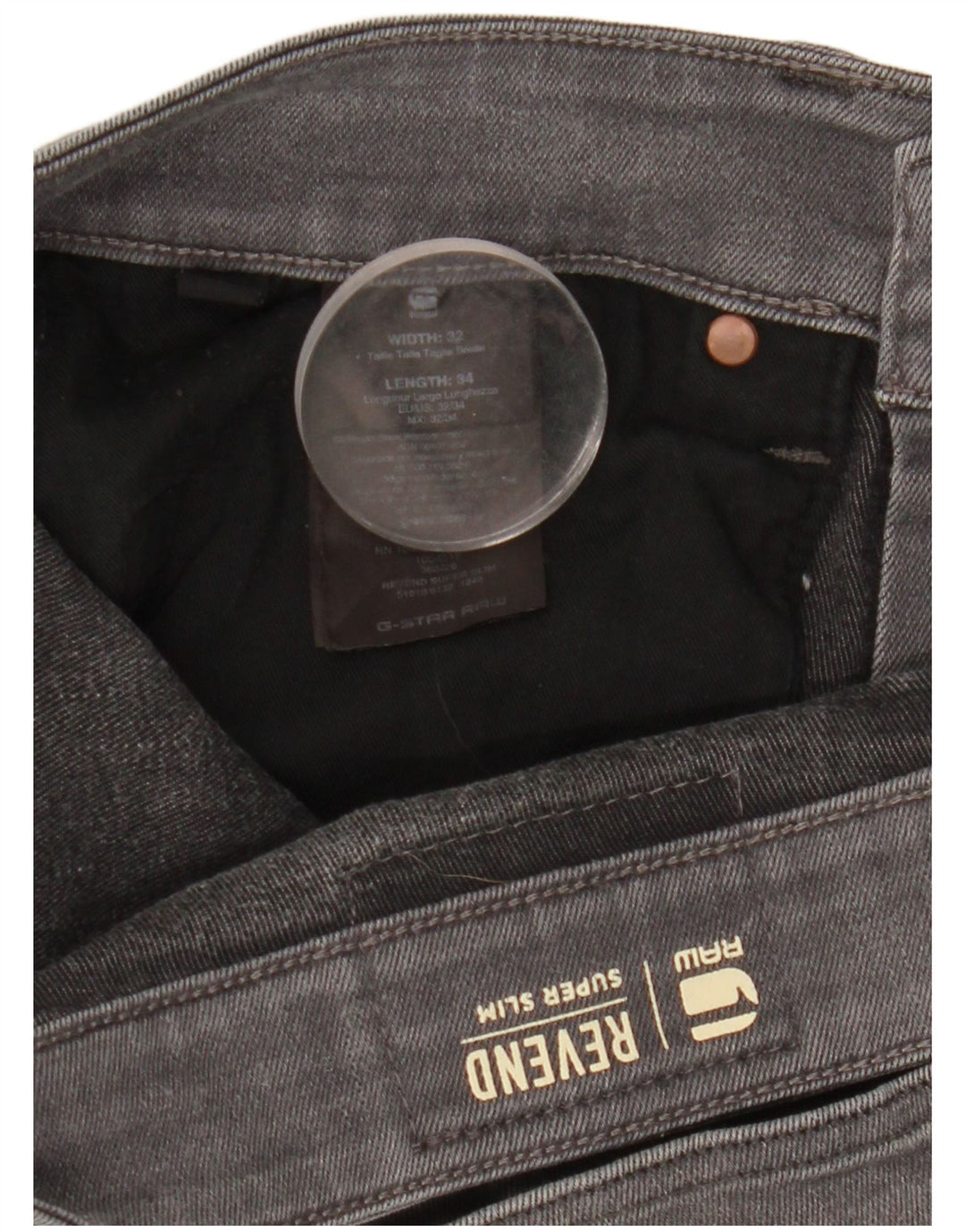 G-STAR Mens Revend Distressed Super Slim Jeans W32 L34 Grey Cotton