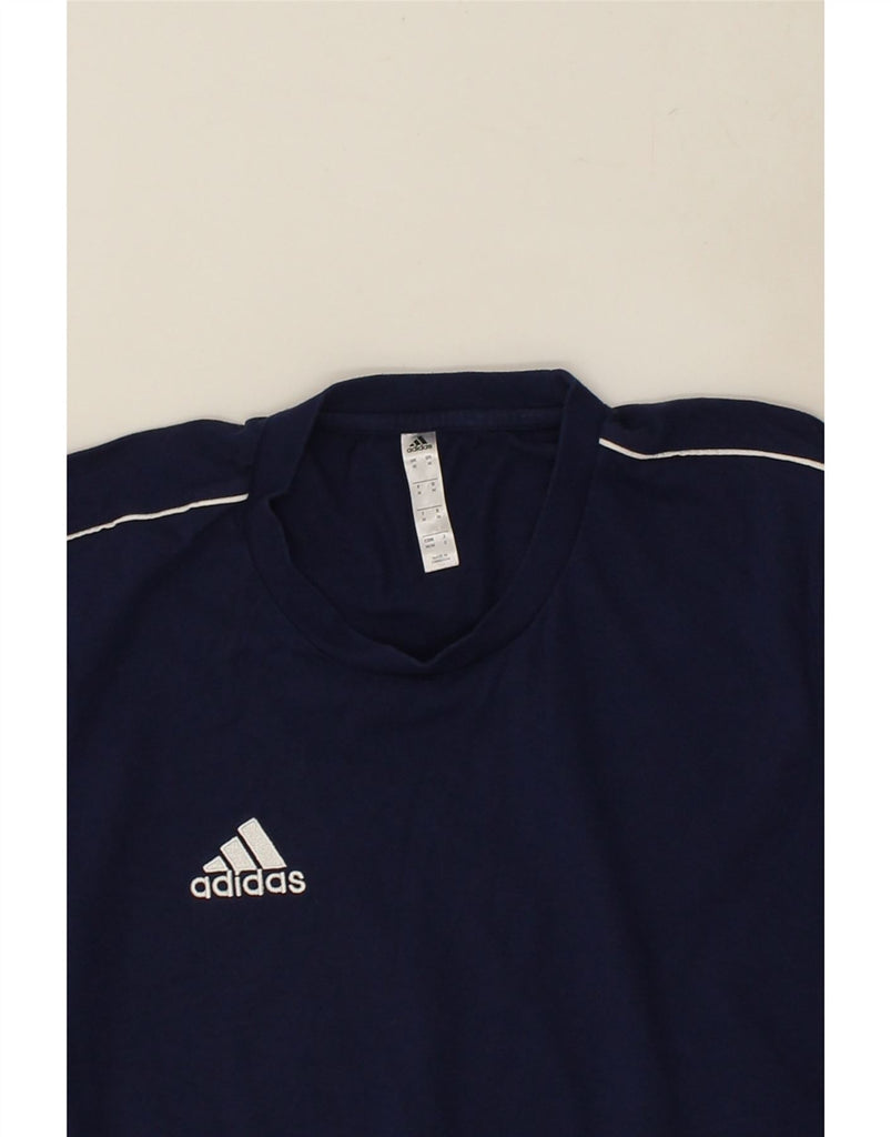 ADIDAS Mens T-Shirt Top Medium Navy Blue Cotton | Vintage Adidas | Thrift | Second-Hand Adidas | Used Clothing | Messina Hembry 