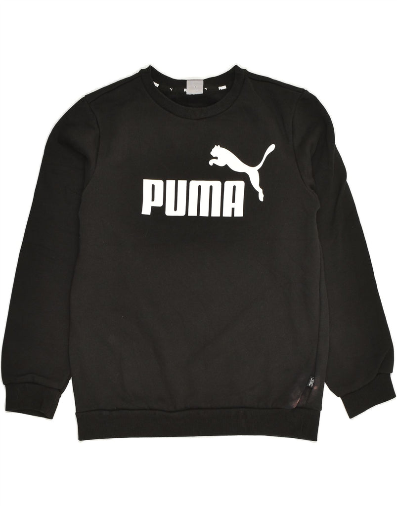 PUMA Boys Graphic Sweatshirt Jumper 13-14 Years Black Cotton | Vintage Puma | Thrift | Second-Hand Puma | Used Clothing | Messina Hembry 