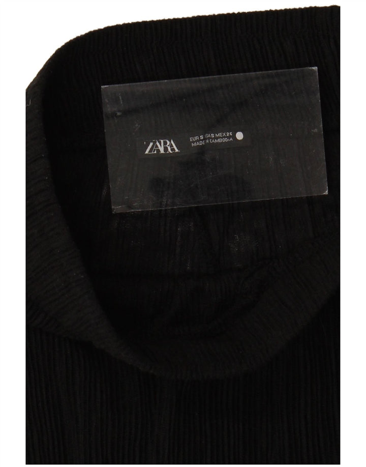 Zara Womens See Through Wide Leg Trousers Small W24 L31 Black