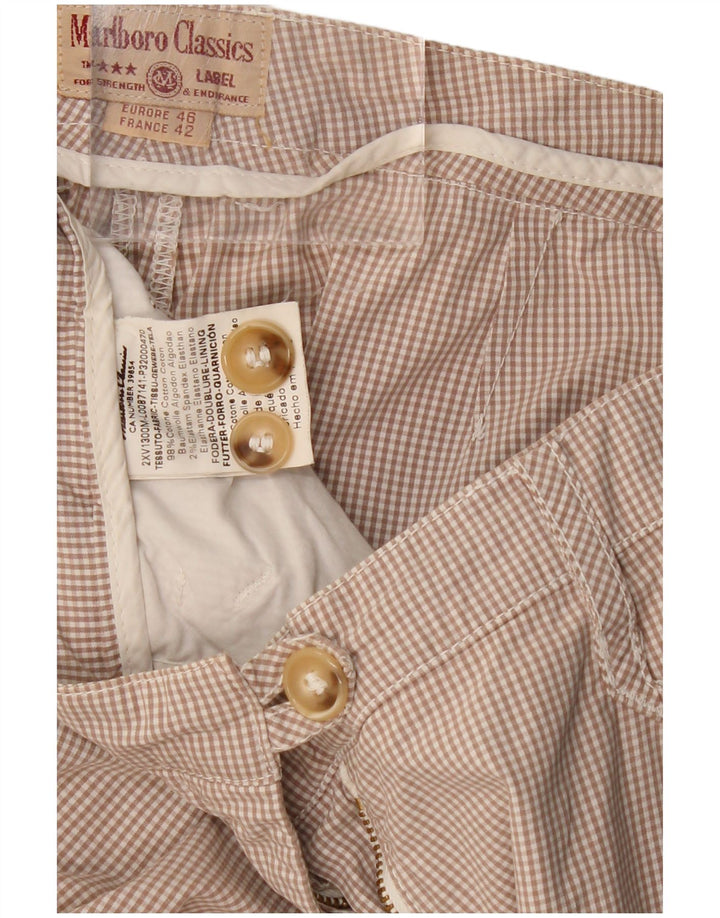 MARLBORO CLASSICS Womens Cropped Trousers EU 46 XL W32 L23 Beige Check