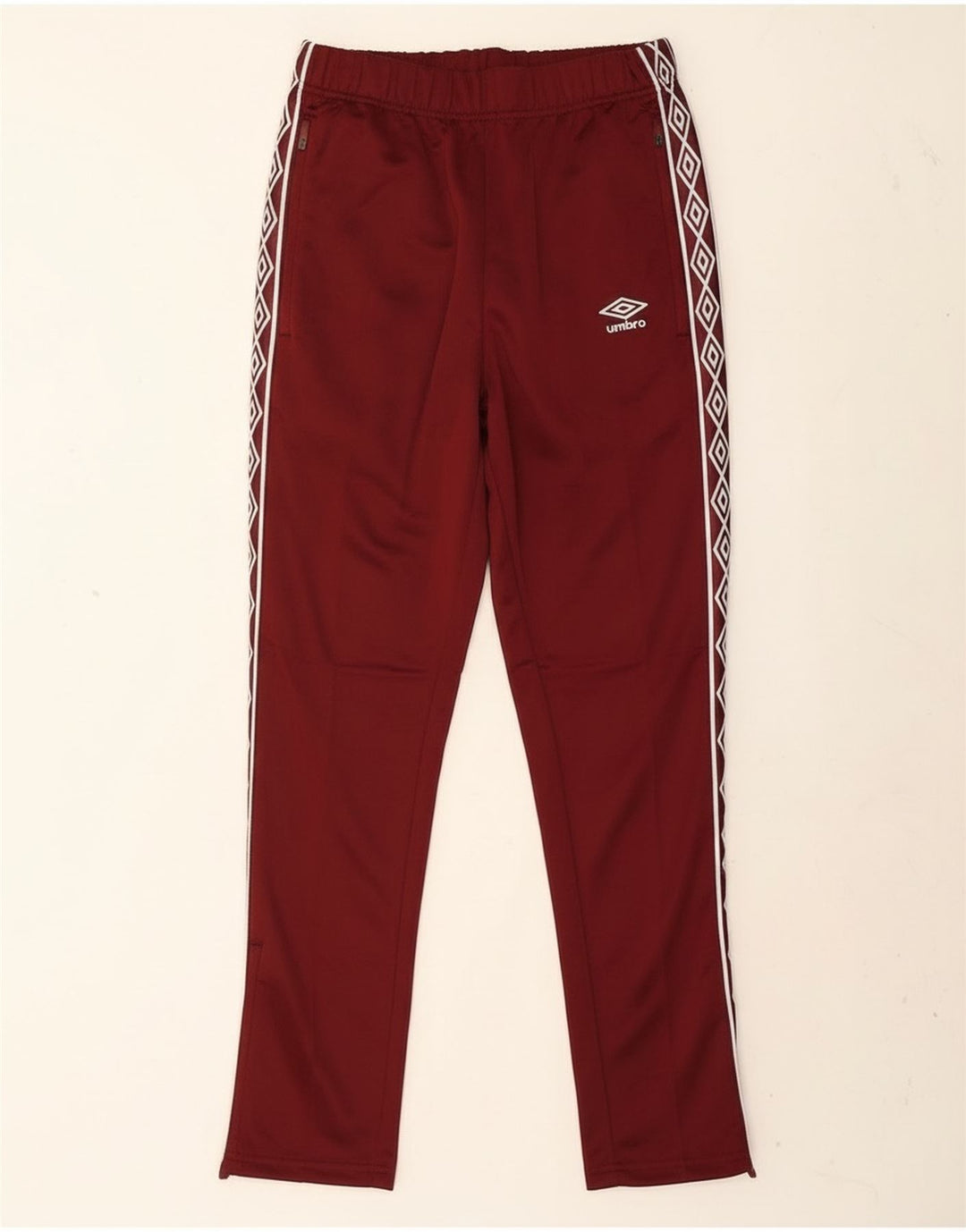 Umbro Mens Graphic Tracksuit Trousers Small Burgundy Polyester