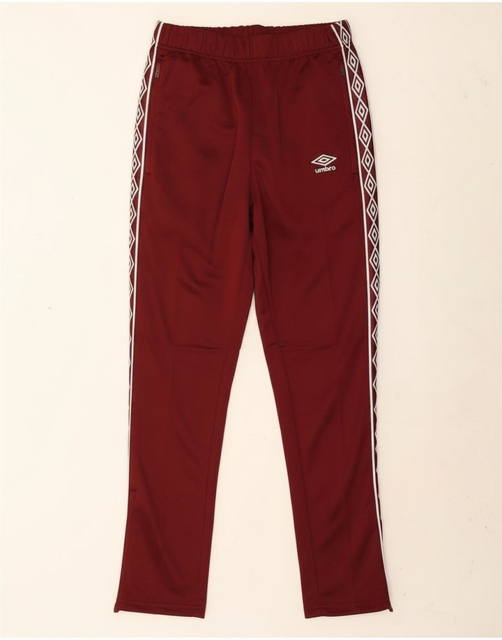 Umbro Mens Graphic Tracksuit Trousers Small Burgundy Polyester