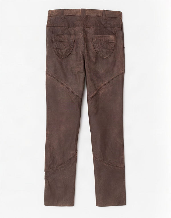Alba Moda Womens Slim Leather Trousers EU 36 Small W26 L32 Brown