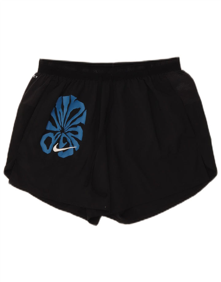 Nike Womens Dri Fit Graphic Sport Shorts UK 14 Medium  Black Polyester