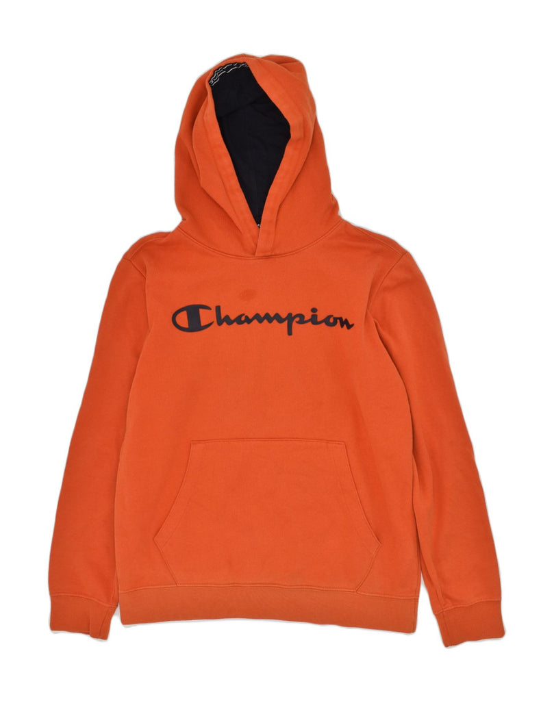 CHAMPION Boys Hoodie Jumper 13-14 Years XL Orange Cotton | Vintage Champion | Thrift | Second-Hand Champion | Used Clothing | Messina Hembry 