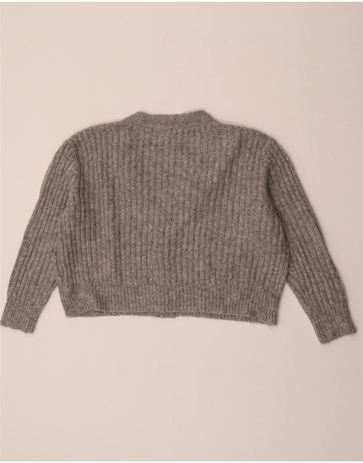 Marks & Spencer Womens Crop Oversized Cardigan Sweater UK 16 Large Grey