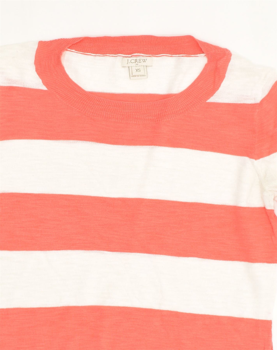 J. CREW Womens Crew Neck Jumper Sweater UK 4 XS Orange Striped Cotton | Vintage J. Crew | Thrift | Second-Hand J. Crew | Used Clothing | Messina Hembry 