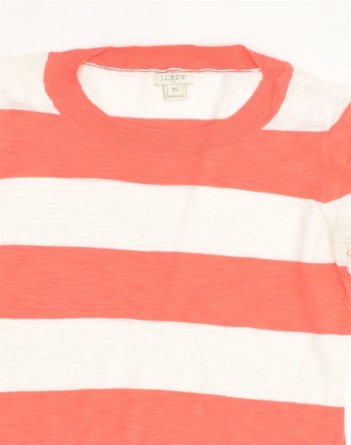 J. CREW Womens Crew Neck Jumper Sweater UK 4 XS Orange Striped Cotton | Vintage J. Crew | Thrift | Second-Hand J. Crew | Used Clothing | Messina Hembry 