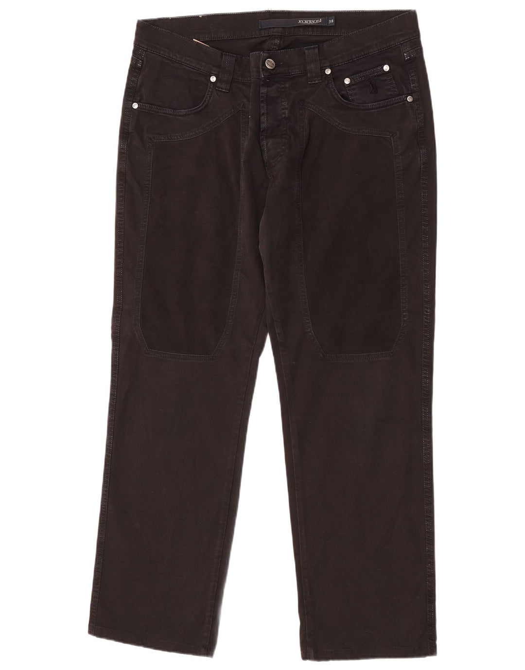 Jeckerson Mens Straight Jeans W38 L30 Black Cotton