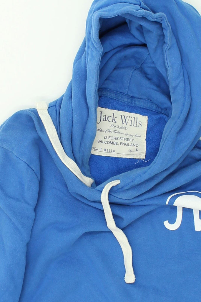 JACK WILLS Mens Graphic Hoodie Jumper Large Blue Cotton | Vintage Jack Wills | Thrift | Second-Hand Jack Wills | Used Clothing | Messina Hembry 