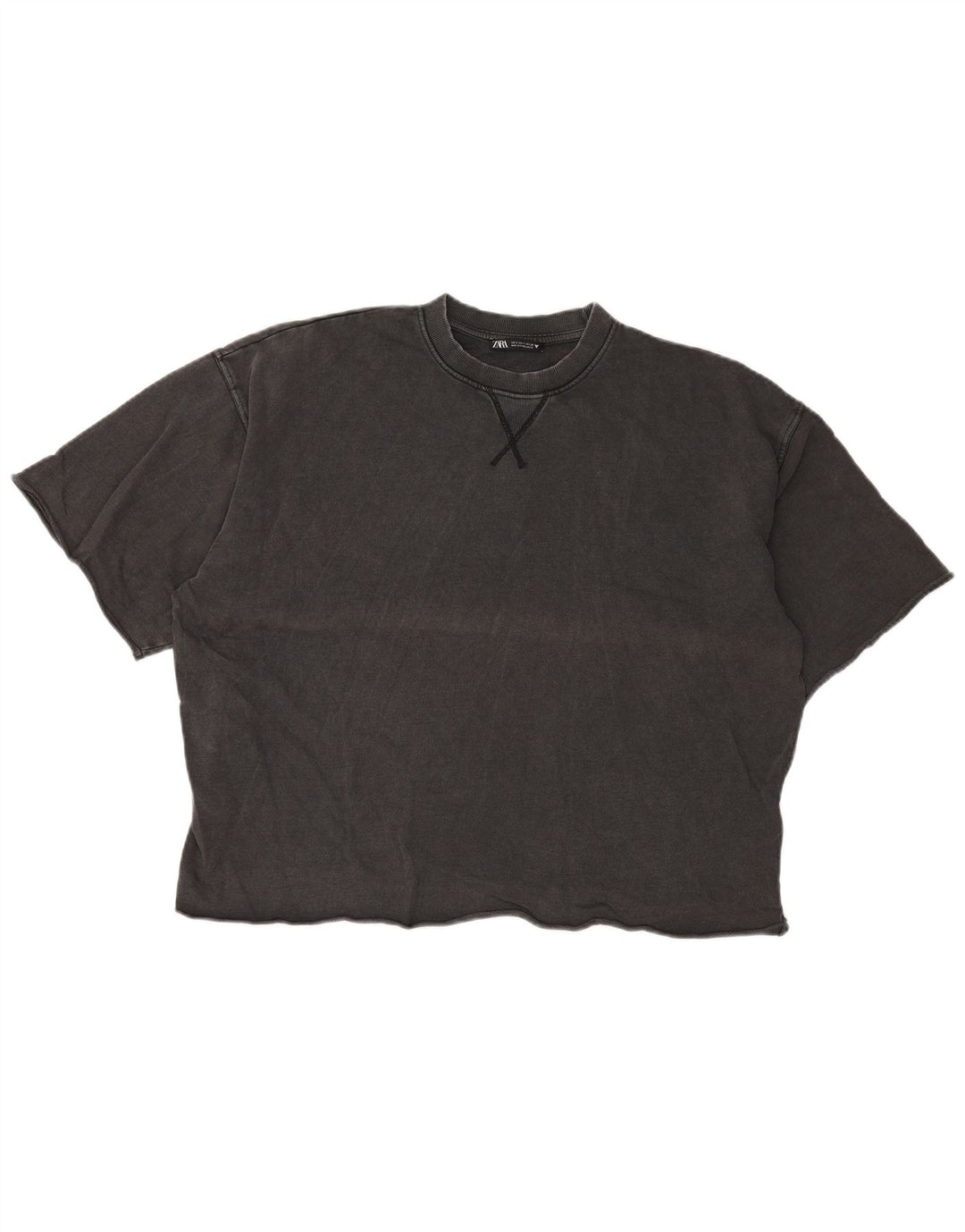 Zara Womens Oversized T-Shirt Top UK 10 Small Grey Cotton