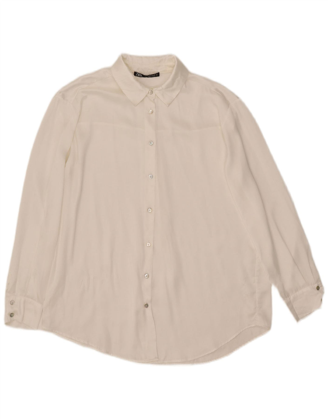 Zara Womens Shirt Blouse UK 14 Medium White Silk