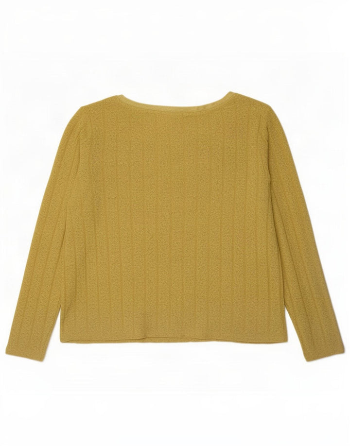 Marks & Spencer Womens Top Long Sleeve UK 14 Large Yellow Polyester