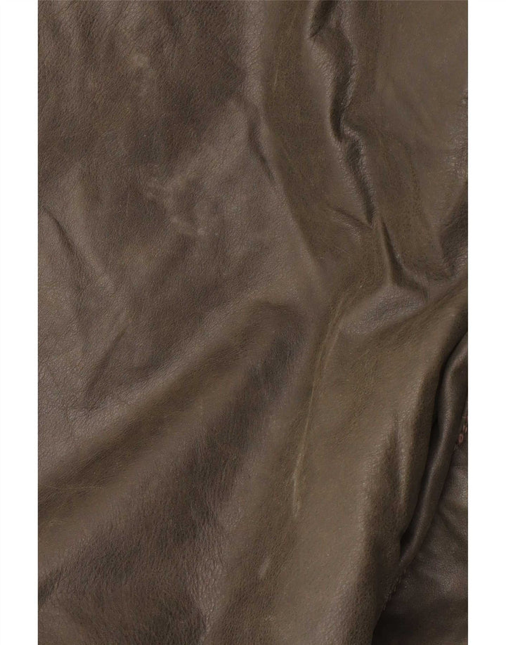 Vintage Mens Leather Coat IT 50 Large Khaki