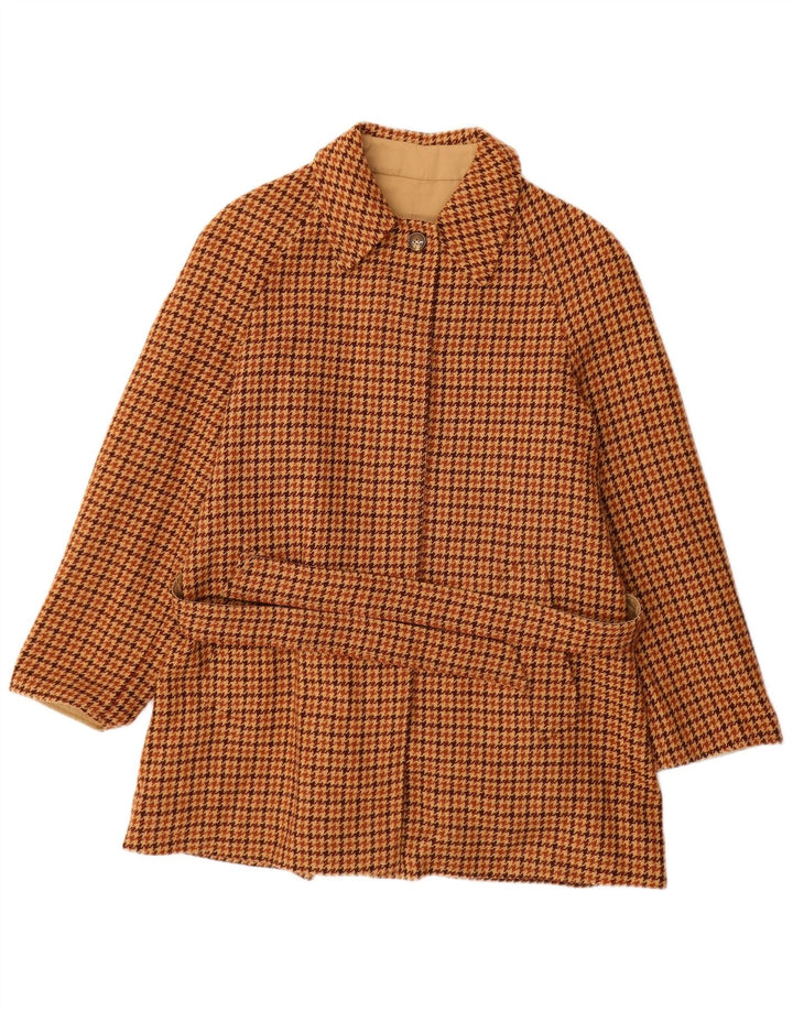 BALLARINI Womens Reversible Overcoat UK 10 Small Brown Houndstooth
