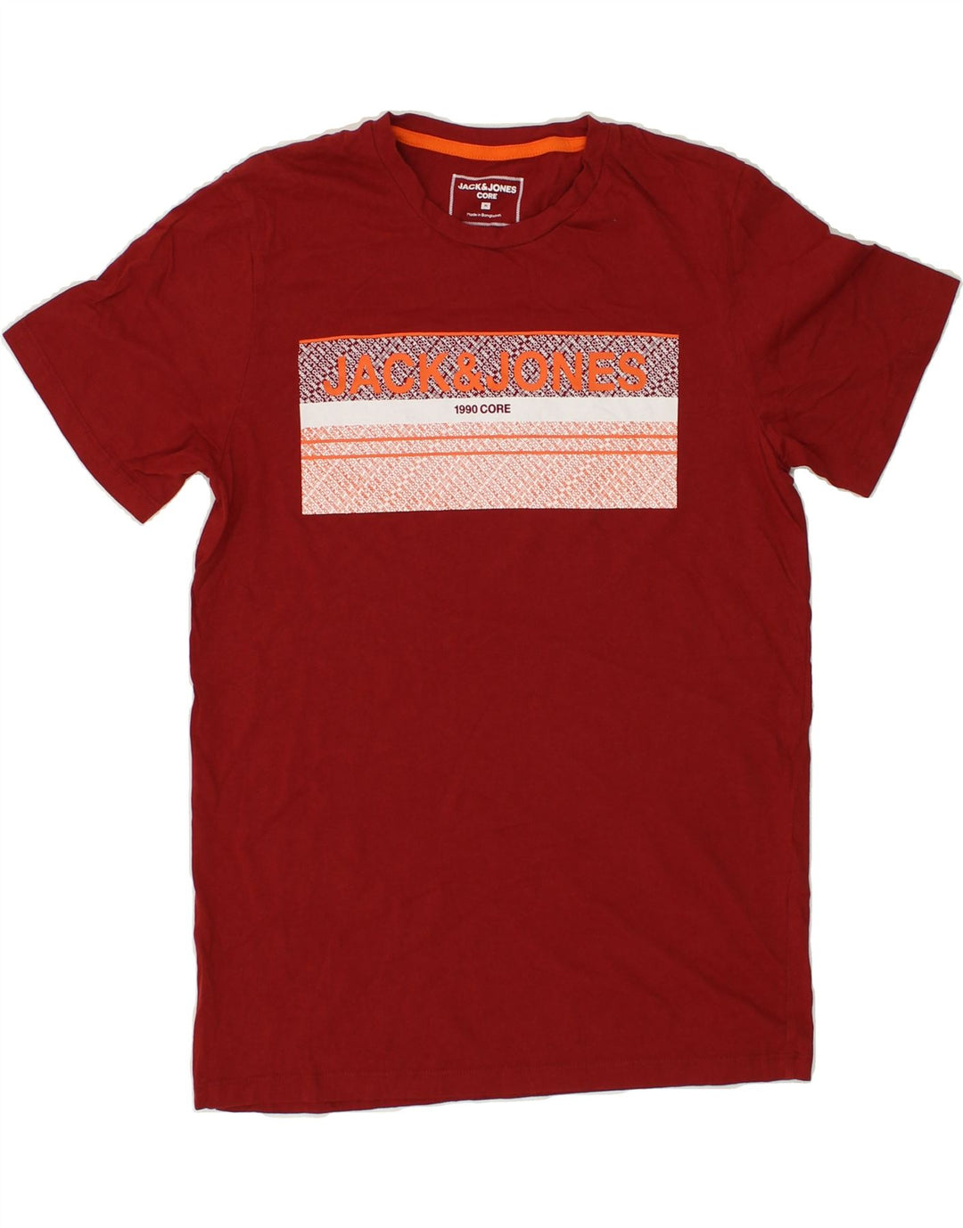 JACK & JONES Mens Graphic T-Shirt Top Medium Burgundy Cotton Vintage Jack & Jones and Second-Hand Jack & Jones from Messina Hembry 