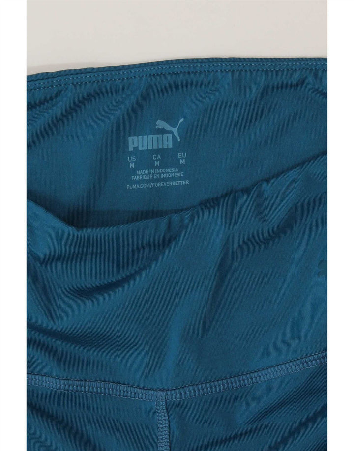 Puma Womens Graphic Leggings UK 12 Medium Blue Colourblock Polyester