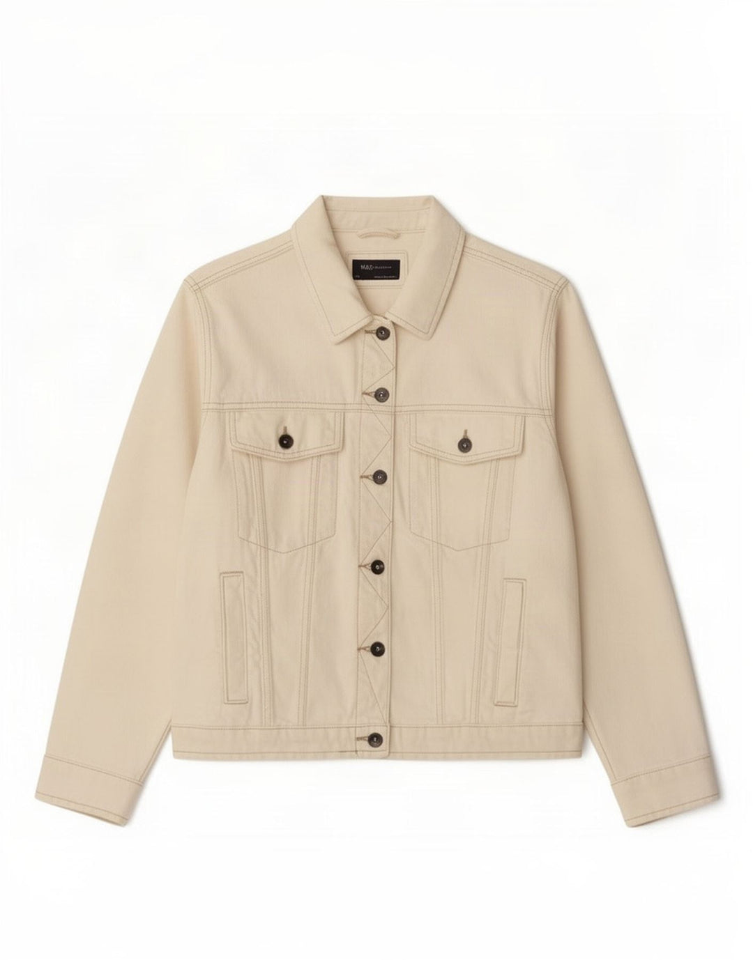 Marks & Spencer Womens Denim Jacket UK 24 4XL Off White Cotton