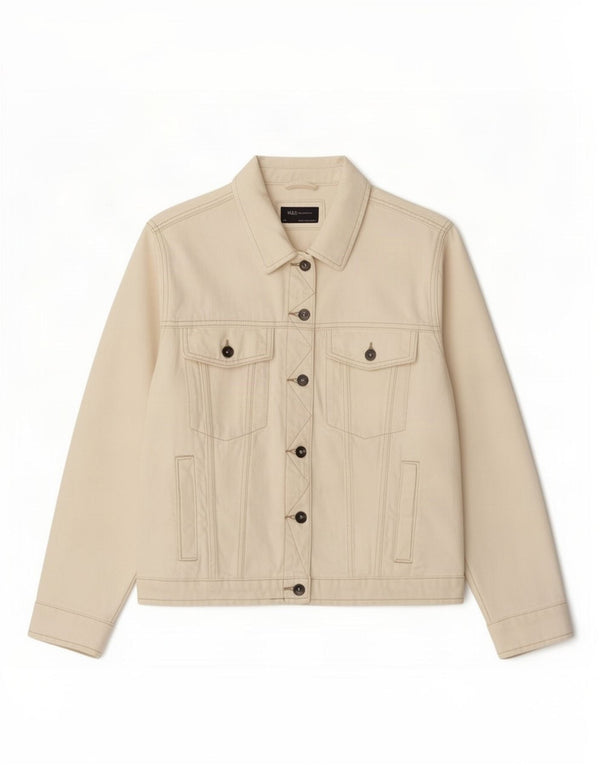 Marks & Spencer Womens Denim Jacket UK 24 4XL Off White Cotton