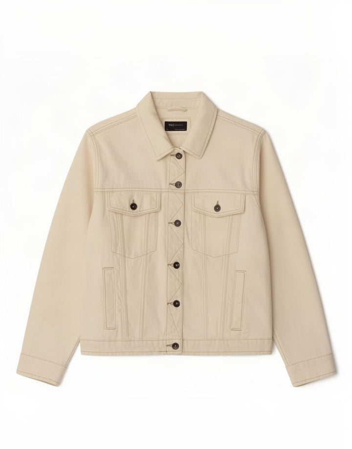 Marks & Spencer Womens Denim Jacket UK 24 4XL Off White Cotton