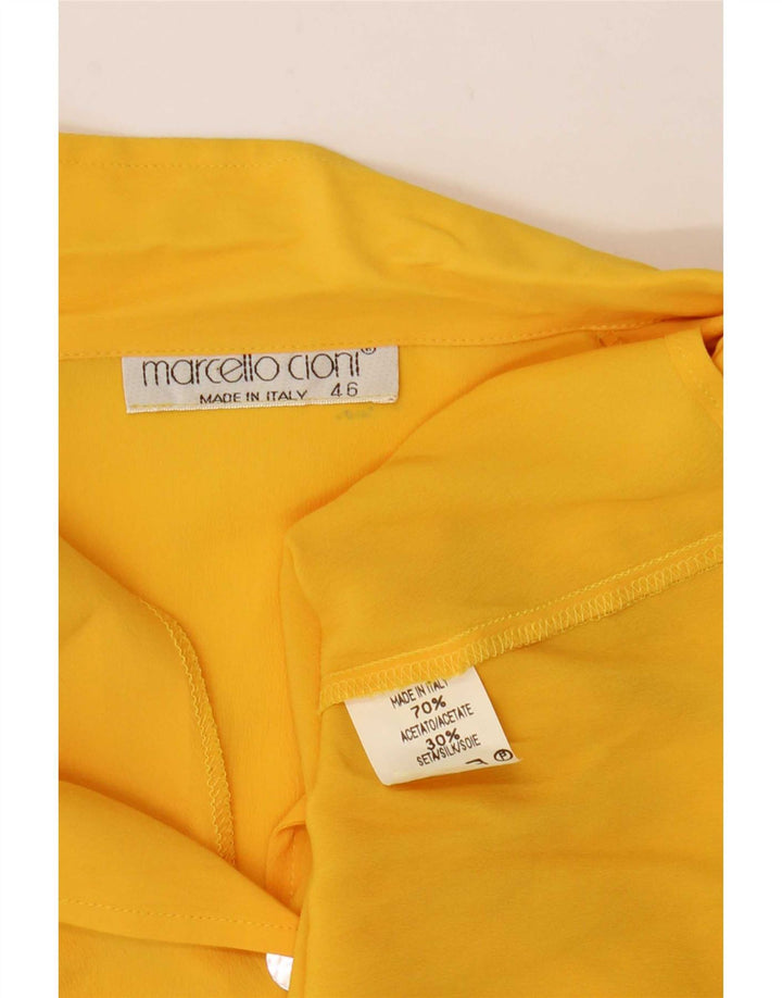 Marcello Cioni Womens Shirt Blouse IT 46 Large Yellow Acetate