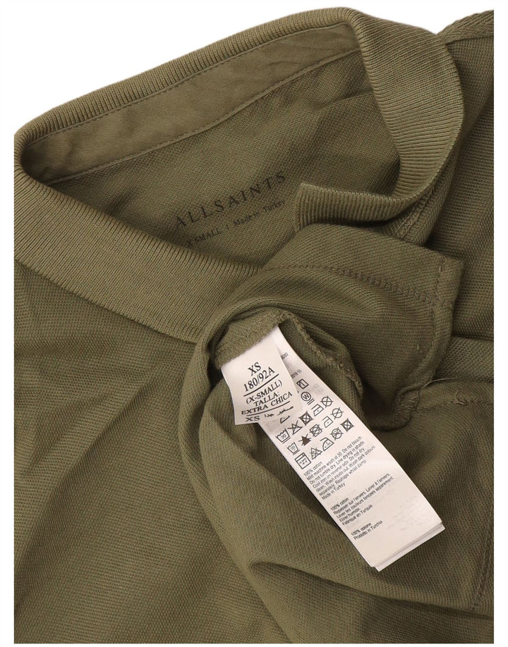 All Saints Mens Polo Shirt XS Khaki Cotton