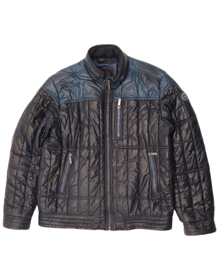Calvin Klein Jeans Mens Padded Jacket UK 44 2XL Navy Blue Colourblock