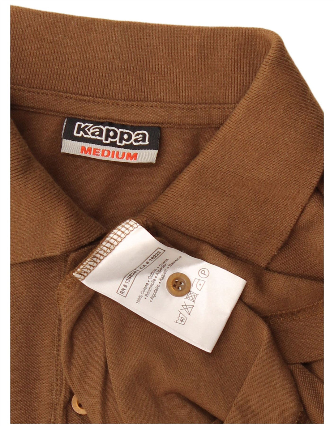 Kappa Mens Polo Shirt Medium Brown Cotton