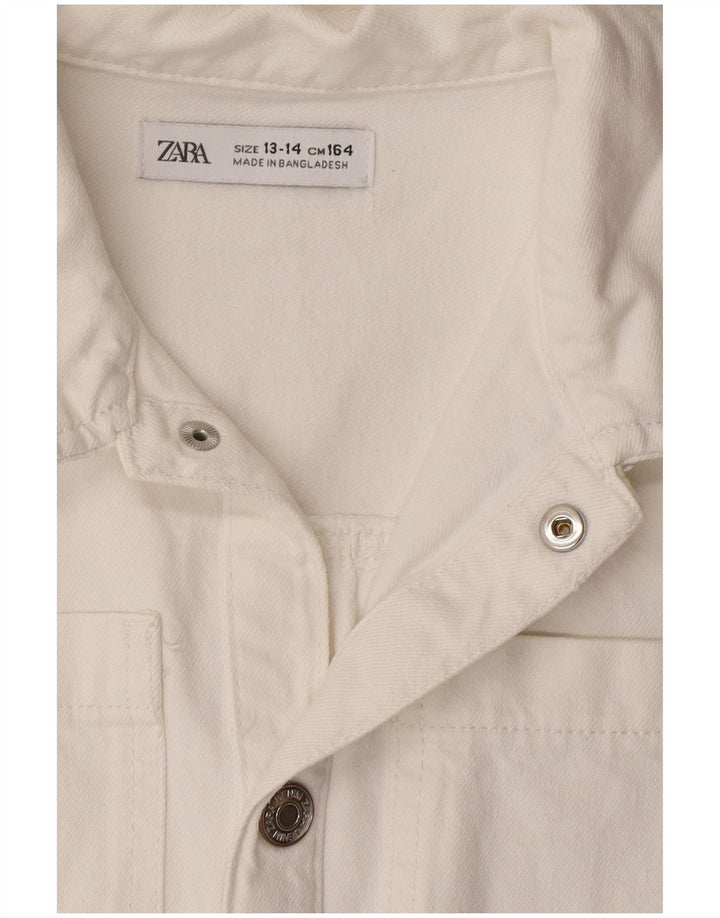 Zara Girls Short Sleeve Denim Playsuit 13-14 Years White