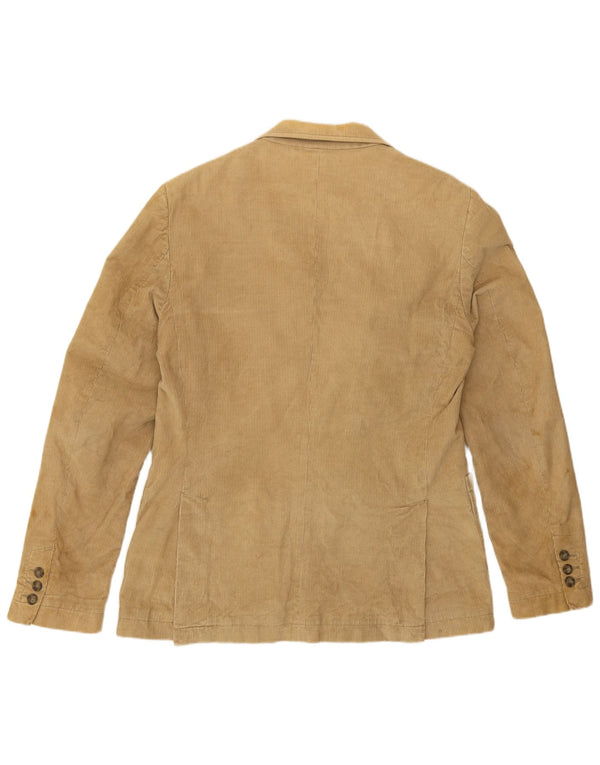 Zara Mens Corduroy 2 Button Blazer Jacket UK 40 Large Beige