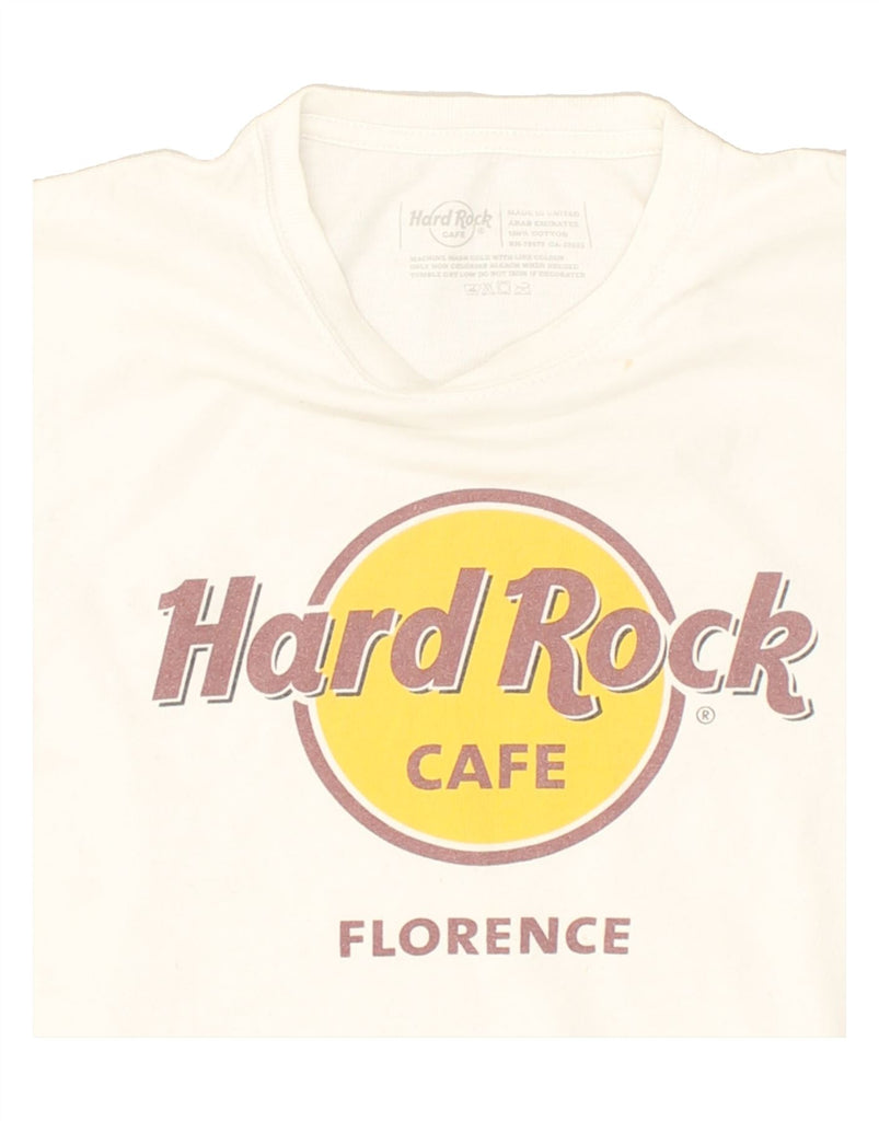 HARD ROCK CAFE Womens Florence Graphic T-Shirt Top UK 12 Medium Off White | Vintage Hard Rock Cafe | Thrift | Second-Hand Hard Rock Cafe | Used Clothing | Messina Hembry 