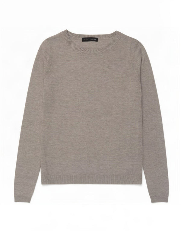 Marks & Spencer Womens Boat Neck Jumper Sweater UK 8 Small Grey Cotton