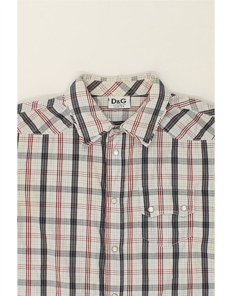 DOLCE & GABBANA Boys Short Sleeve Shirt 10-11 Years large Grey Check | Vintage Dolce & Gabbana | Thrift | Second-Hand Dolce & Gabbana | Used Clothing | Messina Hembry 