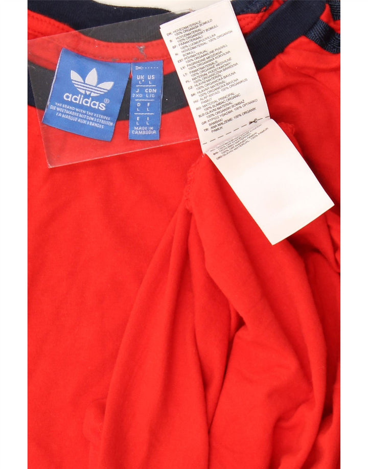 ADIDAS Womens T-Shirt Top UK 16 Large Red Cotton