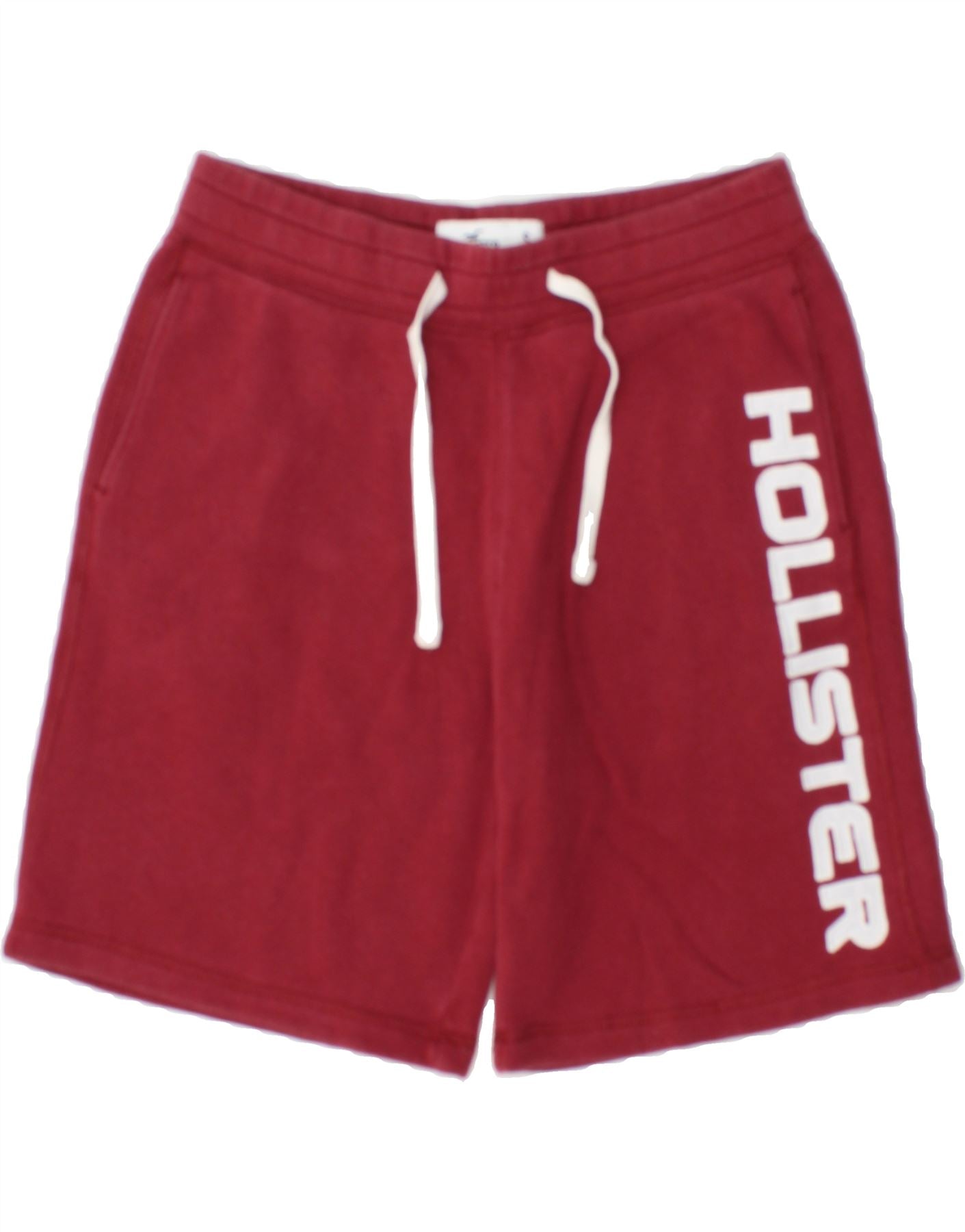 HOLLISTER Mens Graphic Sport Shorts Small Burgundy Cotton