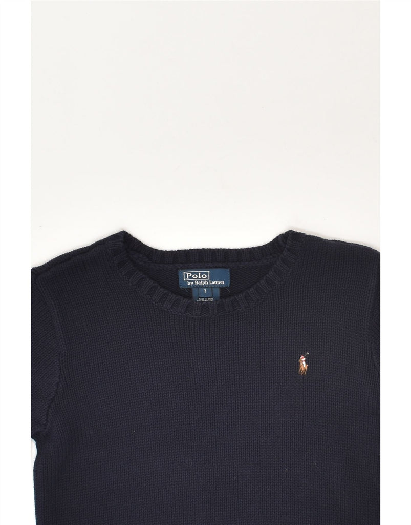 POLO RALPH LAUREN Boys Crew Neck Jumper Sweater 6-7 Years Navy Blue Cotton | Vintage Polo Ralph Lauren | Thrift | Second-Hand Polo Ralph Lauren | Used Clothing | Messina Hembry 