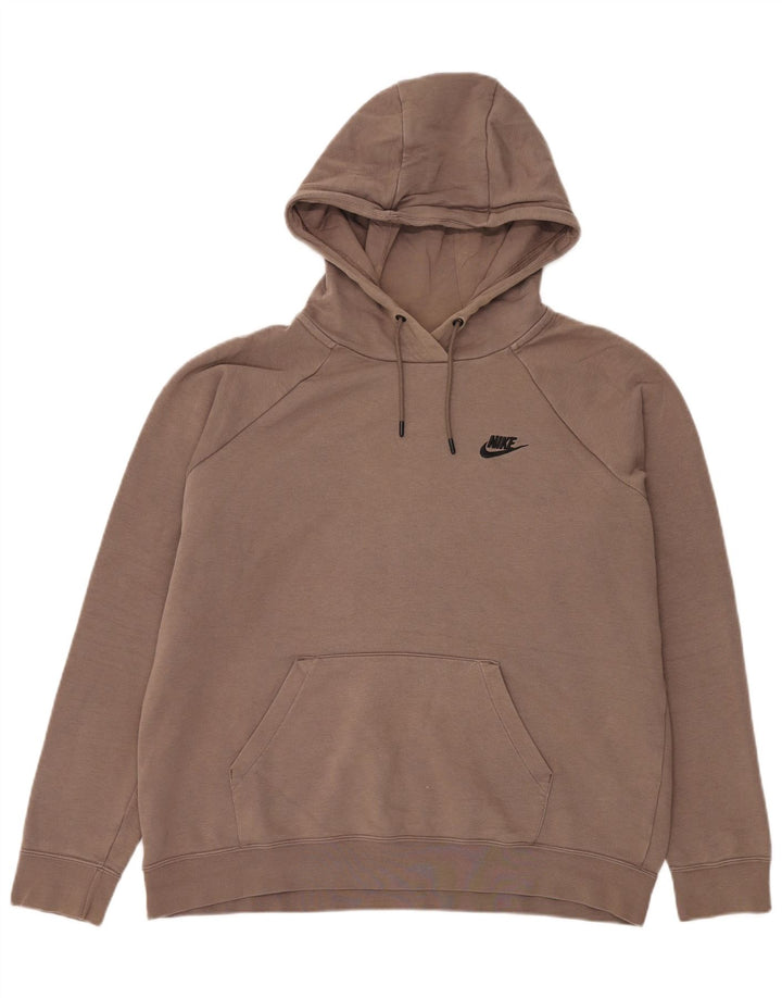 Nike Mens Hoodie Jumper Large Brown Cotton