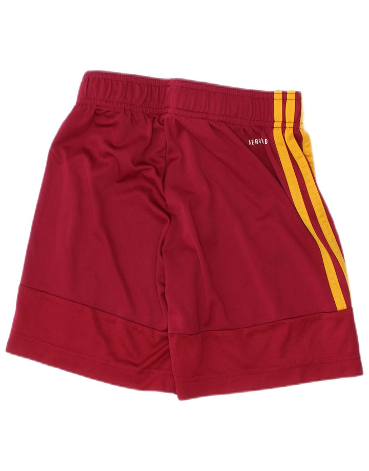 ADIDAS Boys Aeroready Sport Shorts 7-8 Years Burgundy Polyester