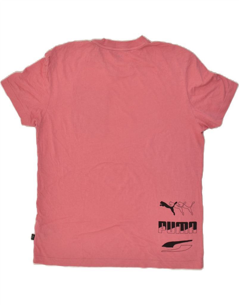 PUMA Mens Graphic T-Shirt Top Medium Pink Cotton | Vintage Puma | Thrift | Second-Hand Puma | Used Clothing | Messina Hembry 